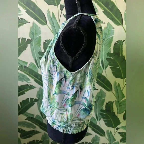 Joie Womens White Green Tropical Leaf Print Halter neck tank top Small - Picture 4 of 6